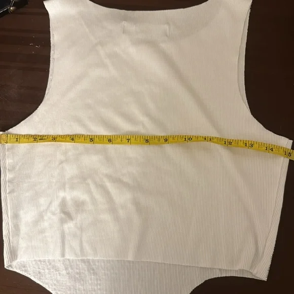 AKIRA Cream Sequin Asymmetrical Crop Tank Top M - Picture 6 of 7